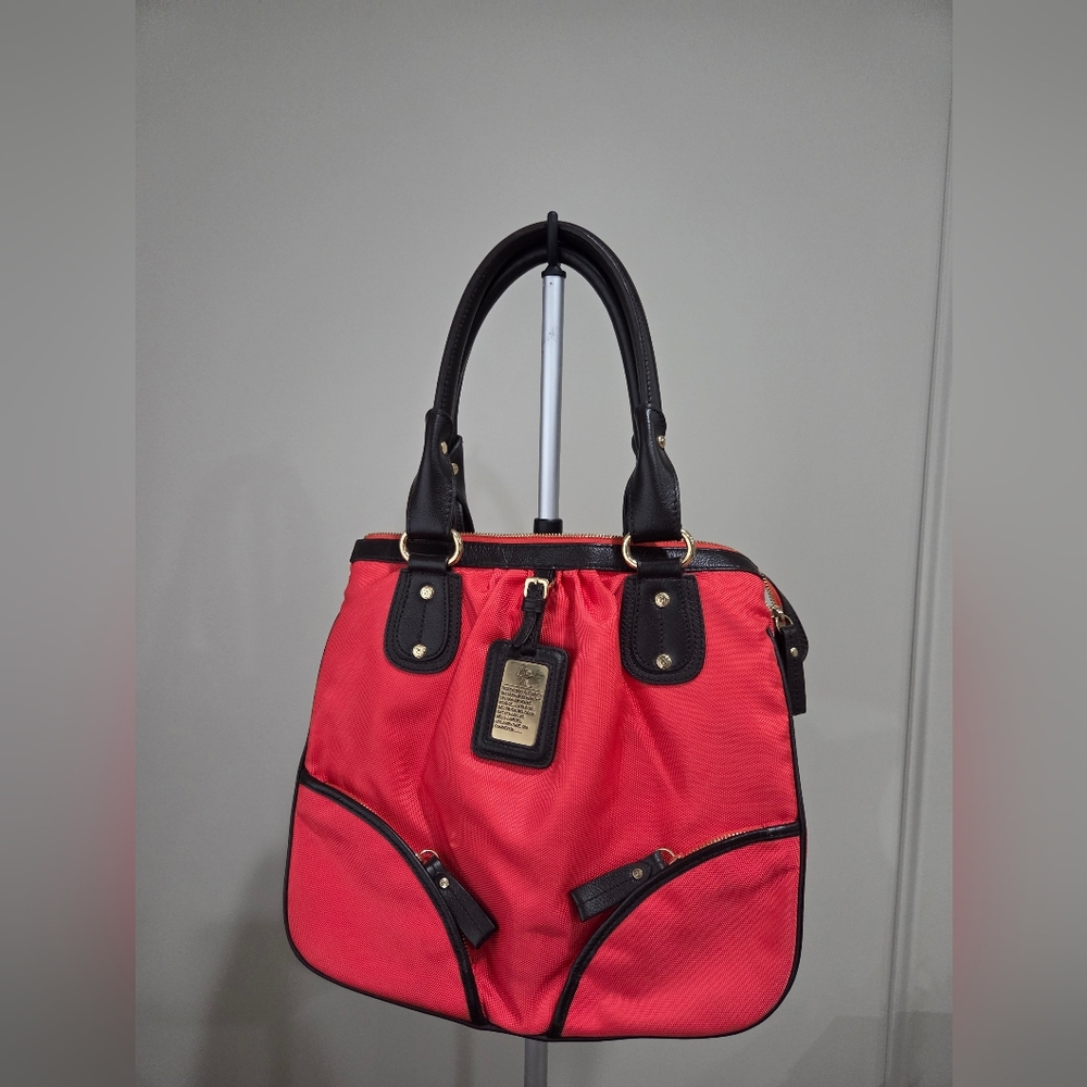 JPK Paris 75 Red Tote Bag with Brown  Trim